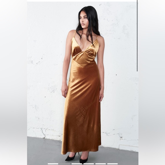 Capri Velour Slip Dress In Marigold (BARDOT) - Picture 7 of 8